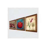Pinecone Lale Ebru Sanatı, Nar Taş Duvar Tablosu - Ahşap Çerçeveli Taş Tablo - 25x25 cm - 3 Parça Set - Dekoratif Duvar Sanatı - Modern Ev ve Ofis Duvar Dekoru W3-813