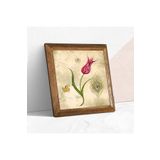 Pinecone Lale Ebru Sanatı Taş Duvar Tablosu - Ahşap Çerçeveli Taş Tablo - 25x25 cm - Dekoratif Duvar Sanatı - Modern Ev ve Ofis Duvar Dekoru W1-134