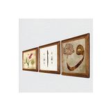 Pinecone Lale Ebru Sanatı, Vav, Elif Taş Duvar Tablosu - Ahşap Çerçeveli Taş Tablo - 25x25 cm - 3 Parça Set - Dekoratif Duvar Sanatı - Modern Ev ve Ofis Duvar Dekoru W3-641