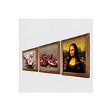 Pinecone Leonardo da Vinci Mona Lisa, Kelebekli Çiçek, Nar Taş Duvar Tablosu - Ahşap Çerçeveli Taş Tablo - 25x25 cm - 3 Parça Set - Dekoratif Duvar Sanatı - Modern Ev ve Ofis Duvar Dekoru W3-1206