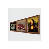 Pinecone Leonardo da Vinci Mona Lisa, Şahmeran, Nar Taş Duvar Tablosu - Ahşap Çerçeveli Taş Tablo - 25x25 cm - 3 Parça Set - Dekoratif Duvar Sanatı - Modern Ev ve Ofis Duvar Dekoru W3-960