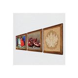 Pinecone Lotus Çiçeği, Kaplumbağa Terbiyecisi, Nar Taş Duvar Tablosu - Ahşap Çerçeveli Taş Tablo - 25x25 cm - 3 Parça Set - Dekoratif Duvar Sanatı - Modern Ev ve Ofis Duvar Dekoru W3-1546