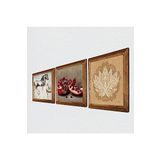 Pinecone Lotus Çiçeği, Leonardo da Vinci At Heykeli, Nar Taş Duvar Tablosu - Ahşap Çerçeveli Taş Tablo - 25x25 cm - 3 Parça Set - Dekoratif Duvar Sanatı - Modern Ev ve Ofis Duvar Dekoru W3-1314
