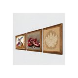 Pinecone Lotus Çiçeği, Semazen, Nar Taş Duvar Tablosu - Ahşap Çerçeveli Taş Tablo - 25x25 cm - 3 Parça Set - Dekoratif Duvar Sanatı - Modern Ev ve Ofis Duvar Dekoru W3-874