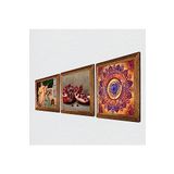 Pinecone Mandala, İki Müzisyen Kız Tablosu, Nar Taş Duvar Tablosu - Ahşap Çerçeveli Taş Tablo - 25x25 cm - 3 Parça Set - Dekoratif Duvar Sanatı - Modern Ev ve Ofis Duvar Dekoru W3-1497