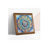 Pinecone Mandala Taş Duvar Tablosu - Ahşap Çerçeveli Taş Tablo - 25x25 cm - Dekoratif Duvar Sanatı - Modern Ev ve Ofis Duvar Dekoru W1-229