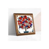 Pinecone Nar Ağacı Taş Duvar Tablosu - Ahşap Çerçeveli Taş Tablo - 25x25 cm - Dekoratif Duvar Sanatı - Modern Ev ve Ofis Duvar Dekoru W1-03
