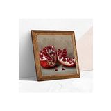 Pinecone Nar Taş Duvar Tablosu - Ahşap Çerçeveli Taş Tablo - 25x25 cm - Dekoratif Duvar Sanatı - Modern Ev ve Ofis Duvar Dekoru W1-04