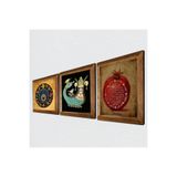 Pinecone Nazar Boncuğu, Bereket Duası, Şahmeran Taş Duvar Tablosu - Ahşap Çerçeveli Taş Tablo - 25x25 cm - 3 Parça Set - Dekoratif Duvar Sanatı - Modern Ev ve Ofis Duvar Dekoru W3-275