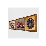 Pinecone Nazar Boncuğu, Kelebekli Çiçek, Nar Taş Duvar Tablosu - Ahşap Çerçeveli Taş Tablo - 25x25 cm - 3 Parça Set - Dekoratif Duvar Sanatı - Modern Ev ve Ofis Duvar Dekoru W3-1088