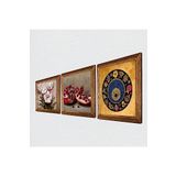 Pinecone Nazar Boncuğu, Kelebekli Çiçek, Nar Taş Duvar Tablosu - Ahşap Çerçeveli Taş Tablo - 25x25 cm - 3 Parça Set - Dekoratif Duvar Sanatı - Modern Ev ve Ofis Duvar Dekoru W3-1226
