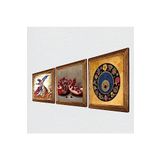 Pinecone Nazar Boncuğu, Semazen, Nar Taş Duvar Tablosu - Ahşap Çerçeveli Taş Tablo - 25x25 cm - 3 Parça Set - Dekoratif Duvar Sanatı - Modern Ev ve Ofis Duvar Dekoru W3-857