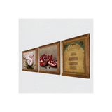 Pinecone Nazar Duası, Kelebekli Çiçek, Nar Taş Duvar Tablosu - Ahşap Çerçeveli Taş Tablo - 25x25 cm - 3 Parça Set - Dekoratif Duvar Sanatı - Modern Ev ve Ofis Duvar Dekoru W3-1230