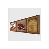 Pinecone Nazar Duası, Semazen, Nar Taş Duvar Tablosu - Ahşap Çerçeveli Taş Tablo - 25x25 cm - 3 Parça Set - Dekoratif Duvar Sanatı - Modern Ev ve Ofis Duvar Dekoru W3-861