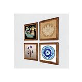 Pinecone Nazar, Ebru Sanatı, Lotus Çiçeği, Şahmeran Taş Duvar Tablosu - Ahşap Çerçeveli Taş Tablo - 25x25 cm - 4 Parça Set - Dekoratif Duvar Sanatı - Modern Ev ve Ofis Duvar Dekoru W4-999