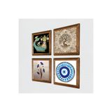 Pinecone Nazar, Ebru Sanatı, Şahmeran, Hayat Ağacı Taş Duvar Tablosu - Ahşap Çerçeveli Taş Tablo - 25x25 cm - 4 Parça Set - Dekoratif Duvar Sanatı - Modern Ev ve Ofis Duvar Dekoru W4-995
