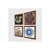 Pinecone Nazar, Ebru Sanatı, Yaşam Çiçeği, Şahmeran Taş Duvar Tablosu - Ahşap Çerçeveli Taş Tablo - 25x25 cm - 4 Parça Set - Dekoratif Duvar Sanatı - Modern Ev ve Ofis Duvar Dekoru W4-997