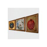 Pinecone Nazar, Hayat Ağacı Taş Duvar Tablosu - Ahşap Çerçeveli Taş Tablo - 25x25 cm - 3 Parça Set - Dekoratif Duvar Sanatı - Modern Ev ve Ofis Duvar Dekoru W3-279