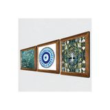 Pinecone Nazar, Hayat Ağacı, Van Gogh Badem Ağacı Taş Duvar Tablosu - Ahşap Çerçeveli Taş Tablo - 25x25 cm - 3 Parça Set - Dekoratif Duvar Sanatı - Modern Ev ve Ofis Duvar Dekoru W3-205