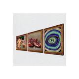 Pinecone Nazar, İki Müzisyen Kız Tablosu, Nar Taş Duvar Tablosu - Ahşap Çerçeveli Taş Tablo - 25x25 cm - 3 Parça Set - Dekoratif Duvar Sanatı - Modern Ev ve Ofis Duvar Dekoru W3-1492