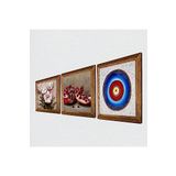 Pinecone Nazar, Kelebekli Çiçek, Nar Taş Duvar Tablosu - Ahşap Çerçeveli Taş Tablo - 25x25 cm - 3 Parça Set - Dekoratif Duvar Sanatı - Modern Ev ve Ofis Duvar Dekoru W3-1262