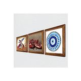 Pinecone Nazar, Semazen, Nar Taş Duvar Tablosu - Ahşap Çerçeveli Taş Tablo - 25x25 cm - 3 Parça Set - Dekoratif Duvar Sanatı - Modern Ev ve Ofis Duvar Dekoru W3-894