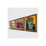 Pinecone Picasso Ağlayan Kadın, Kelebekli Çiçek, Nar Taş Duvar Tablosu - Ahşap Çerçeveli Taş Tablo - 25x25 cm - 3 Parça Set - Dekoratif Duvar Sanatı - Modern Ev ve Ofis Duvar Dekoru W3-1119