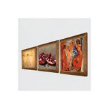 Pinecone Picasso Avignonlu Kızlar, Da Vinci Vitruvius Adamı, Nar Taş Duvar Tablosu - Ahşap Çerçeveli Taş Tablo - 25x25 cm - 3 Parça Set - Dekoratif Duvar Sanatı - Modern Ev Duvar Dekoru W3-1395