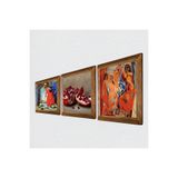 Pinecone Picasso Avignonlu Kızlar, Kaplumbağa Terbiyecisi, Nar Taş Duvar Tablosu - Ahşap Çerçeveli Taş Tablo - 25x25 cm - 3 Parça Set - Dekoratif Duvar Sanatı - Modern Ev ve Ofis Duvar Dekoru W3-1579