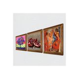 Pinecone Picasso Avignonlu Kızlar, Karla Gerard Hayat Ağacı, Nar Taş Duvar Tablosu - Ahşap Çerçeveli Taş Tablo - 25x25 cm - 3 Parça Set - Dekoratif Duvar Sanatı - Modern Ev Duvar Dekoru W3-1075