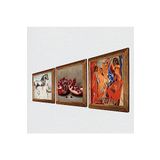 Pinecone Picasso Avignonlu Kızlar, Leonardo da Vinci At Heykeli, Nar Taş Duvar Tablosu - Ahşap Çerçeveli Taş Tablo - 25x25 cm - 3 Parça Set - Dekoratif Duvar Sanatı - Modern Ev Duvar Dekoru W3-1347