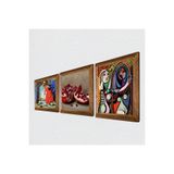 Pinecone Picasso Ayna Karşısındaki Kız, Kaplumbağa Terbiyecisi, Nar Taş Duvar Tablosu - Ahşap Çerçeveli Taş Tablo - 25x25 cm - 3 Parça Set - Dekoratif Duvar Sanatı - Modern Ev Duvar Dekoru W3-1578