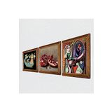 Pinecone Picasso Ayna Karşısındaki Kız, Şahmeran, Nar Taş Duvar Tablosu - Ahşap Çerçeveli Taş Tablo - 25x25 cm - 3 Parça Set - Dekoratif Duvar Sanatı - Modern Ev ve Ofis Duvar Dekoru W3-1032