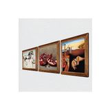 Pinecone Salvador Dalí Belleğin Azmi, Da Vinci At Heykeli, Nar Taş Duvar Tablosu - Ahşap Çerçeveli Taş Tablo - 25x25 cm - 3 Parça Set - Dekoratif Duvar Sanatı - Modern Ev ve Ofis Duvar Dekoru W3-1352