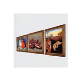 Pinecone Salvador Dalí Belleğin Azmi, Kaplumbağa Terbiyecisi, Nar Taş Duvar Tablosu - Ahşap Çerçeveli Taş Tablo - 25x25 cm - 3 Parça Set - Dekoratif Duvar Sanatı - Modern Ev Duvar Dekoru W3-1583