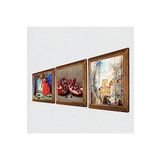 Pinecone Salvador Dalí, Kaplumbağa Terbiyecisi, Nar Taş Duvar Tablosu - Ahşap Çerçeveli Taş Tablo - 25x25 cm - 3 Parça Set - Dekoratif Duvar Sanatı - Modern Ev ve Ofis Duvar Dekoru W3-1581