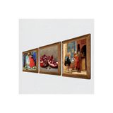 Pinecone Satranç Oyunu, Kaplumbağa Terbiyecisi, Nar Taş Duvar Tablosu - Ahşap Çerçeveli Taş Tablo - 25x25 cm - 3 Parça Set - Dekoratif Duvar Sanatı - Modern Ev ve Ofis Duvar Dekoru W3-1522