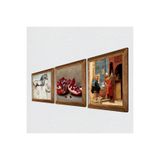 Pinecone Satranç Oyunu, Leonardo da Vinci At Heykeli, Nar Taş Duvar Tablosu - Ahşap Çerçeveli Taş Tablo - 25x25 cm - 3 Parça Set - Dekoratif Duvar Sanatı - Modern Ev ve Ofis Duvar Dekoru W3-1286