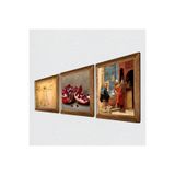 Pinecone Satranç Oyunu, Leonardo da Vinci Vitruvius Adamı, Nar Taş Duvar Tablosu - Ahşap Çerçeveli Taş Tablo - 25x25 cm - 3 Parça Set - Dekoratif Duvar Sanatı - Modern Ev ve Ofis Duvar Dekoru W3-1357