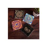 Pinecone SC162 Stone Coasters Mandala Horus'un Gözü Sri Yantra 4 Parça 10x10 cm Masaüstü Taş Bardak Altlığı