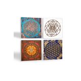 Pinecone SC184 Stone Coasters Yaşam Çiçeği Sri Yantra 4 Parça 10x10 cm Masaüstü Taş Bardak Altlığı