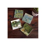 Pinecone SC530 4 Parça Set 10x10 cm Stone Coasters Monet Gül Çiçekli Kemer Kırda Öğle Yemeği İzlenim Gün Doğumu Nilüfer Gölü Taş Bardak Altlığı Masaüstü Koruyucu Altlık