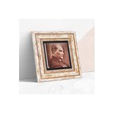 Pinecone Stone Atatürk Taş Duvar Tablosu - Çerçeveli Taş Tablo - Dekoratif Duvar Sanatı - Modern Ev ve Ofis Duvar Dekoru K1-131