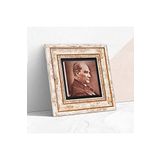 Pinecone Stone Atatürk Taş Duvar Tablosu - Çerçeveli Taş Tablo - Dekoratif Duvar Sanatı - Modern Ev ve Ofis Duvar Dekoru T1-131