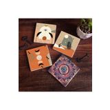 Pinecone Stone Bohem, Mandala Taş Bardak Altlığı Seti - 4 Parça - Dekoratif, Rustik Mutfak Aksesuarı, 10x10 cm, Kaydırmaz Tabanlı, Şık ve Dayanıklı SC130