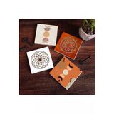 Pinecone Stone Bohem, Minimalist Soyut, Yaşam Çiçeği, Mandala Taş Bardak Altlığı Seti - 4 Parça - Dekoratif, Rustik Mutfak Aksesuarı, 10x10 cm, Kaydırmaz Tabanlı, Şık ve Dayanıklı SC459