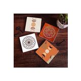 Pinecone Stone Bohem, Minimalist Soyut, Yaşam Çiçeği, Mandala Taş Bardak Altlığı Seti - 4 Parça - Dekoratif, Rustik Mutfak Aksesuarı, 10x10 cm, Kaydırmaz Tabanlı, Şık ve Dayanıklı SC459