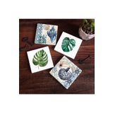 Pinecone Stone Deniz Kabuğu, Yaprak Taş Bardak Altlığı Seti - 4 Parça - Dekoratif, Rustik Mutfak Aksesuarı, 10x10 cm, Kaydırmaz Tabanlı, Şık ve Dayanıklı SC422