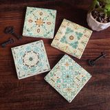Pinecone Stone Desen Taş Bardak Altlığı – 4’lü Set, 10x10 cm Dekoratif Masaüstü Koruyucu Doğaltaş Altlık |SC140|