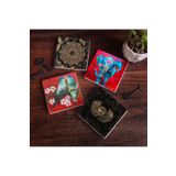 Pinecone Stone Fil, Kuş, Horus'un Gözü, Sri Yantra Taş Bardak Altlığı Seti - 4 Parça - Dekoratif, Rustik Mutfak Aksesuarı, 10x10 cm, Kaydırmaz Tabanlı, Şık ve Dayanıklı SC160